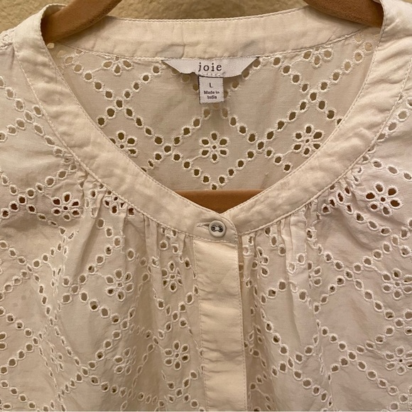 JOIE Women Ivory Eyelet Buttoned Long Sleeve Top Size Large - Picture 3 of 9